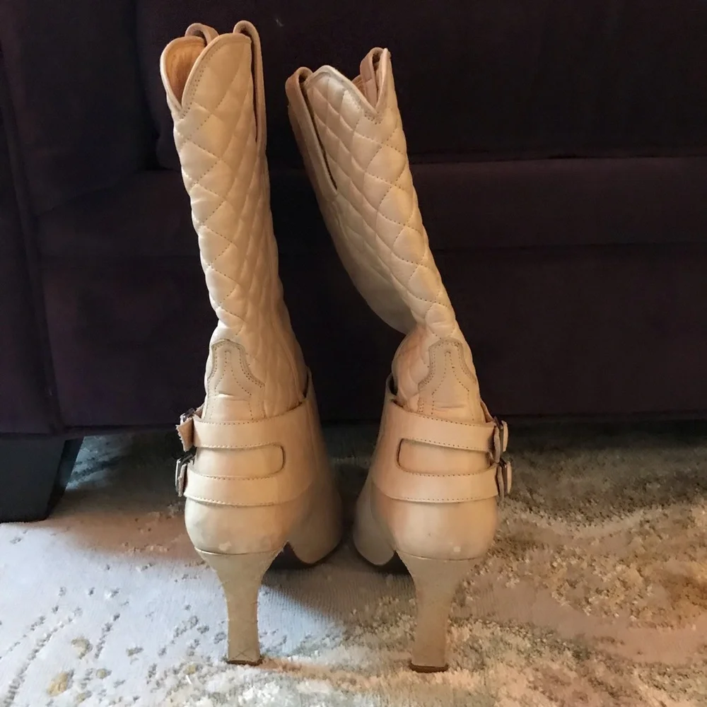 Charlie 1 Horse by Lucchese Tan Quilted Leather Cowboy Boots - Picture 3 of 10